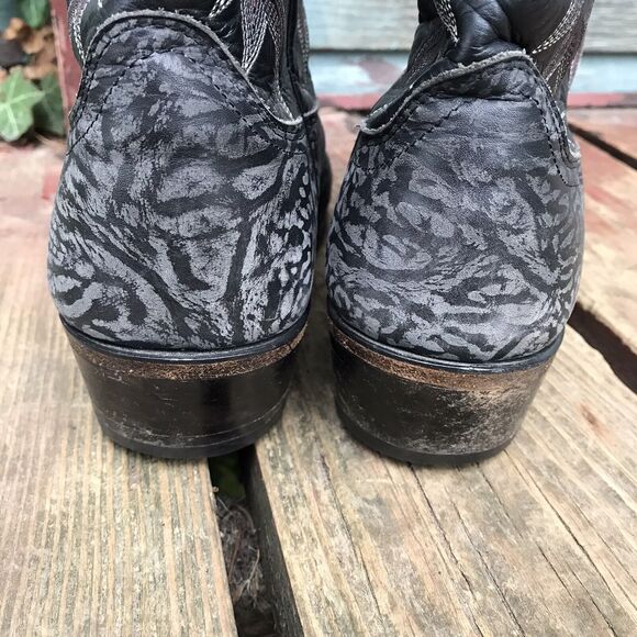Mens DAN POST Charcoal Black Gray Leather Cowboy Boots Size 9 D 17049 main image 4